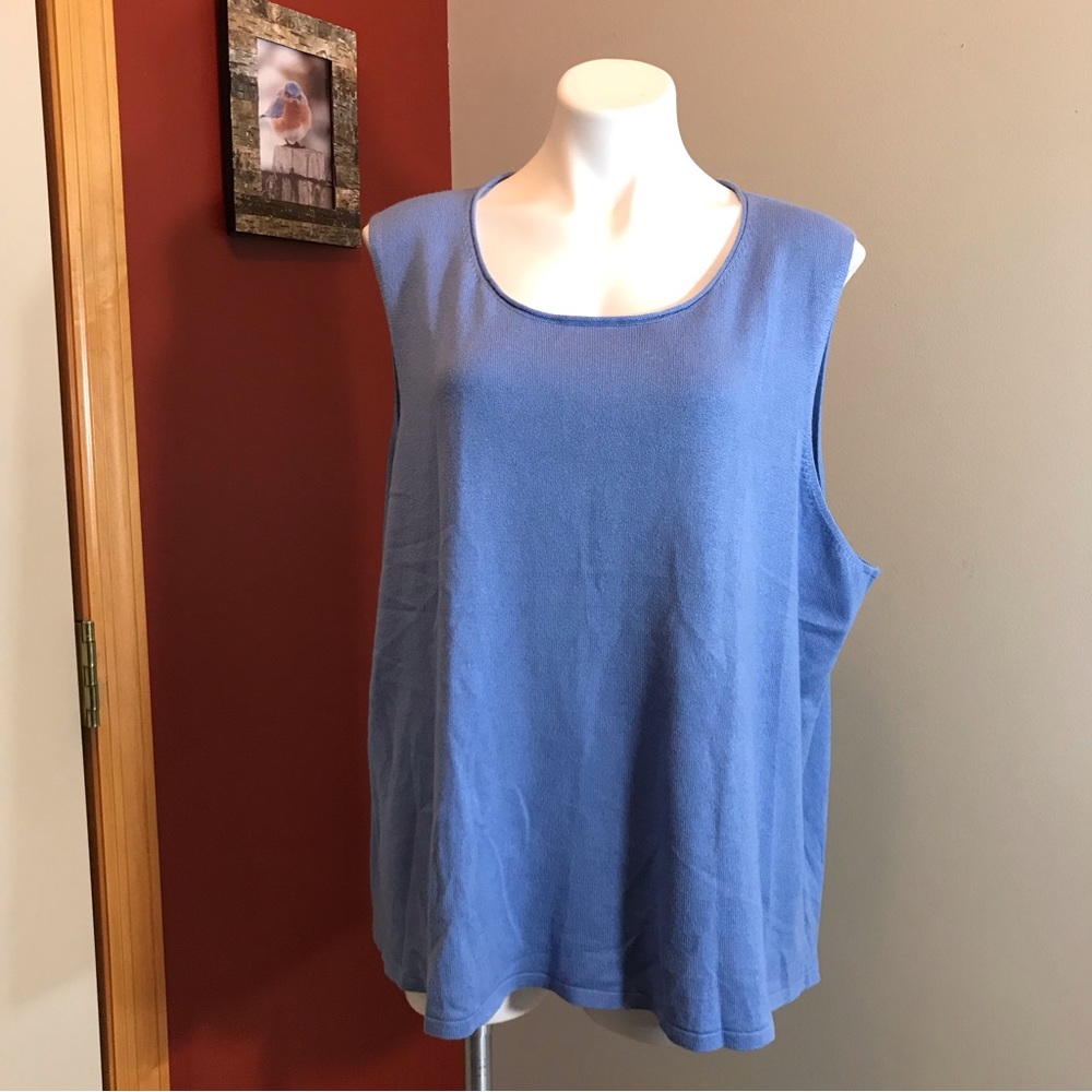 Eileen Fisher Blue Silk/Cashmere Scoop Neck Sweater NWT